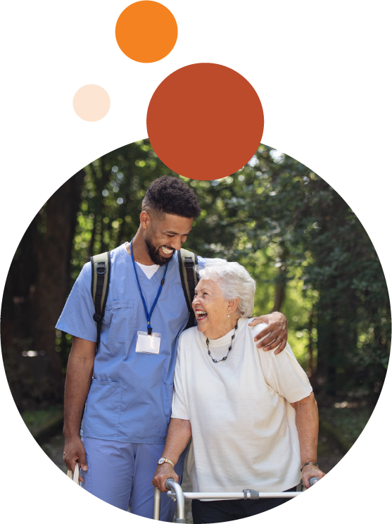 Provider walking with patient